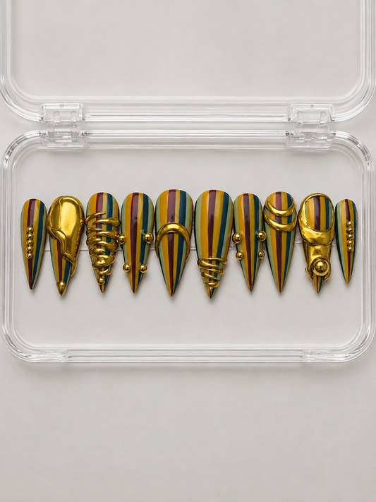 Crowned & Dangerous (MTO) - Gold Luxury Soft Gel Press-On Nails Set