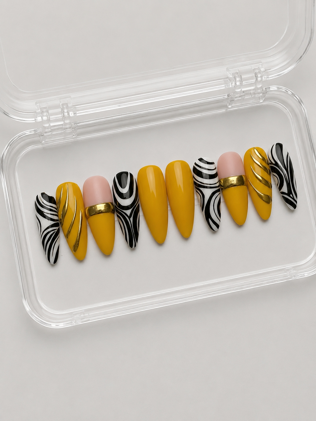 Wild Intentions (MTO) - Golden Yellow & Black Luxury Soft Gel Press-On Nails Set