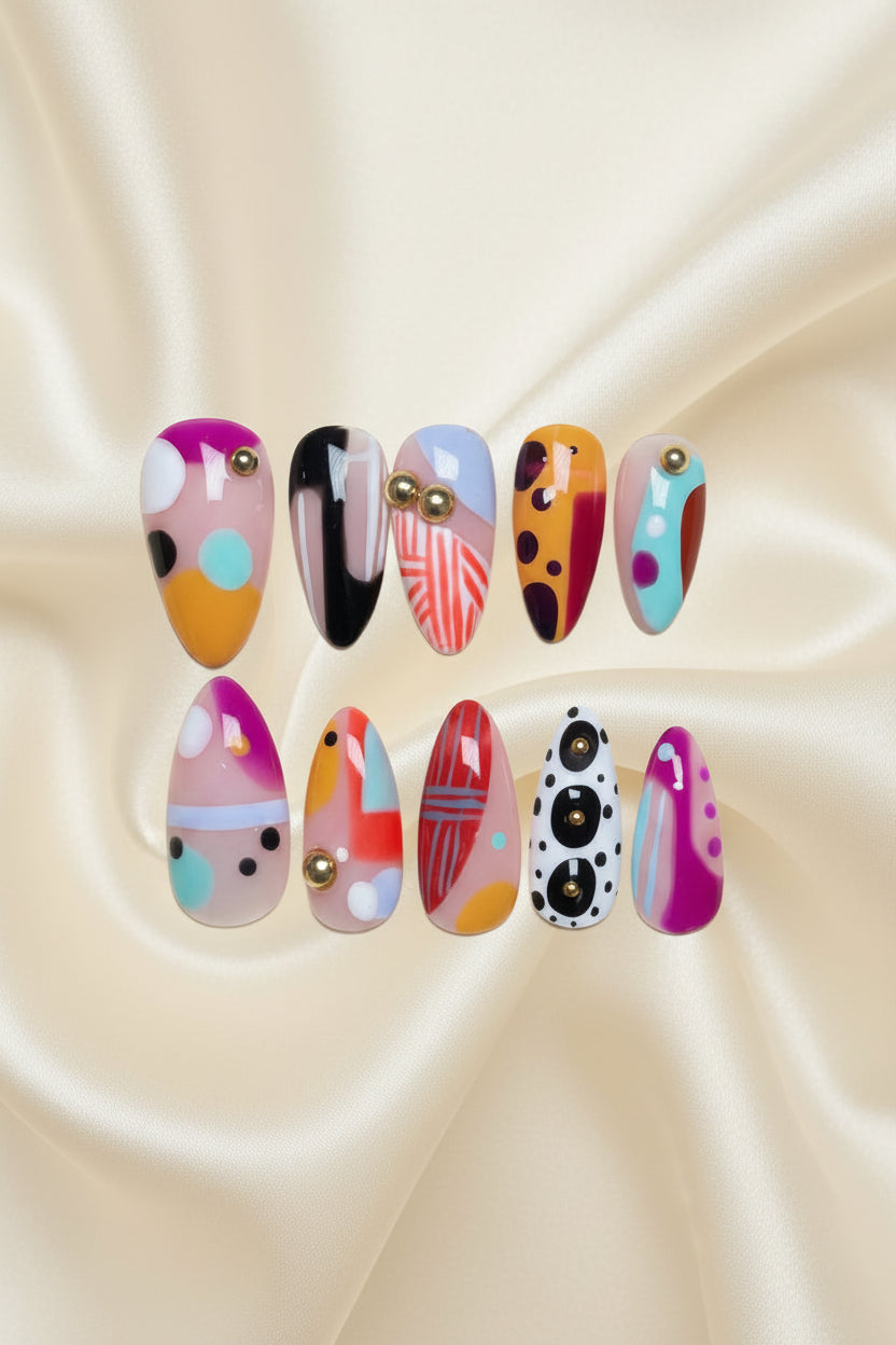 Hey Beautiful (MTO) - Colorful Patterned Luxury Soft Gel Press-On Nails Set