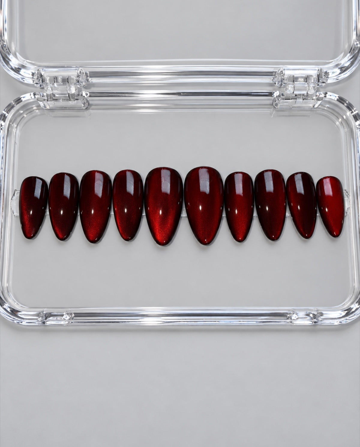 Ms. Ruby Woo (MTO) - Ruby Red Cat Eye Luxury Soft Gel Press-On Nails Set
