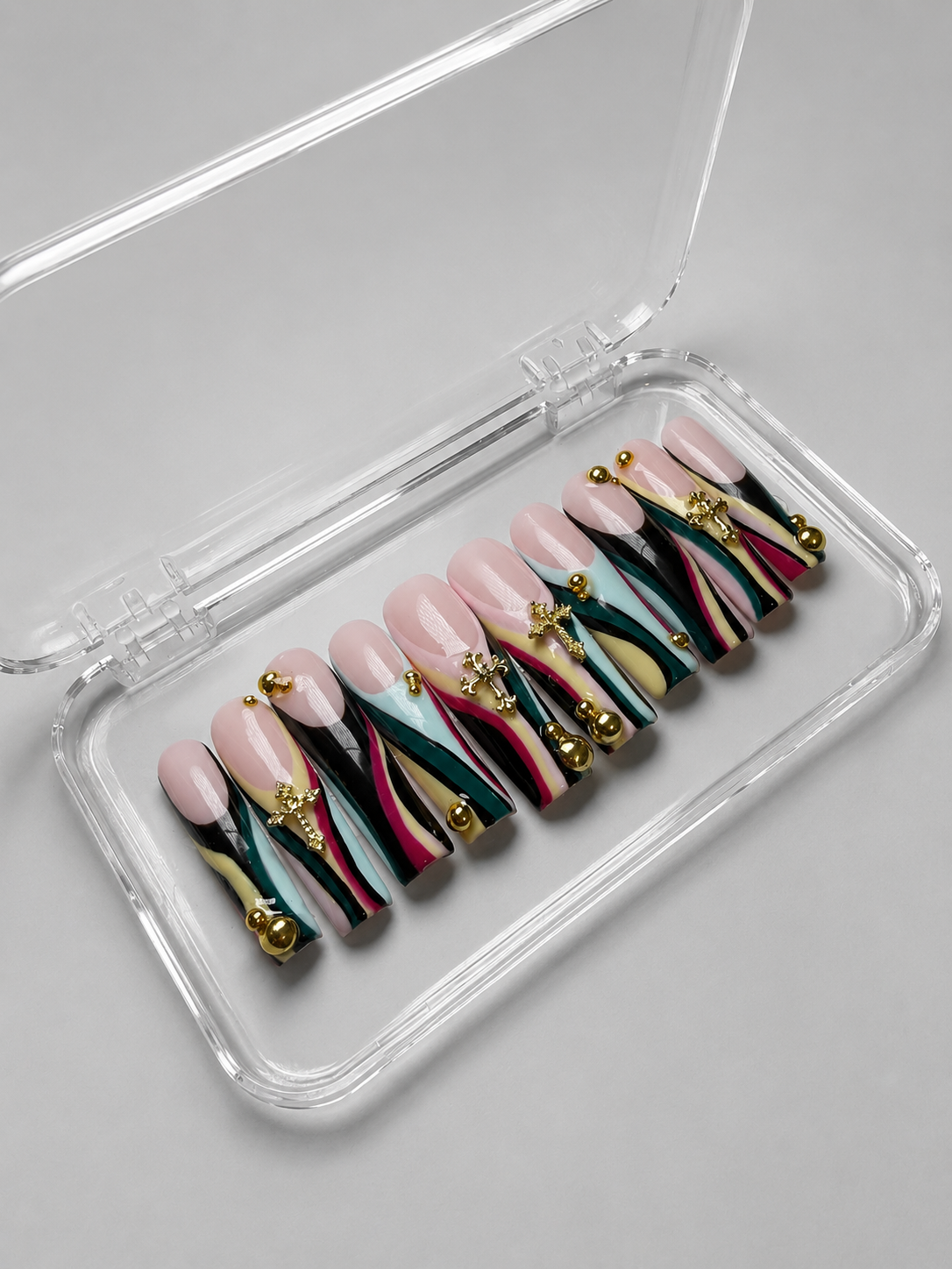 After Hours (MTO) - Abstract & Gold Luxury Soft Gel Press-On Nails Set