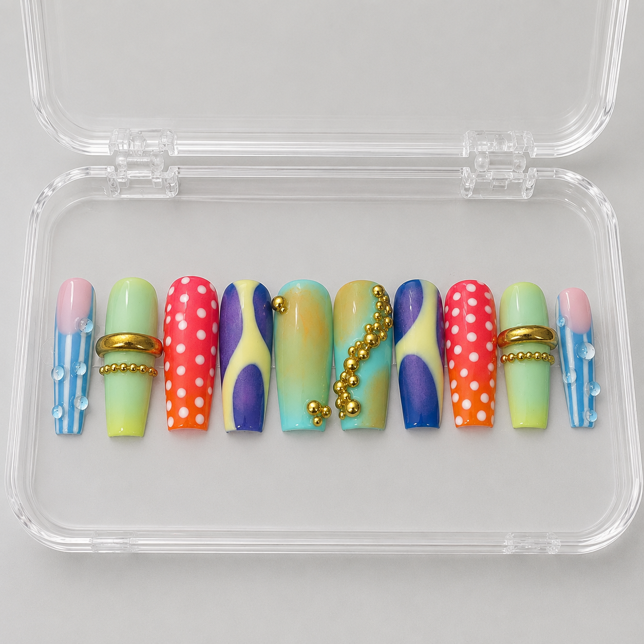 Color Me Badd (RTS) - Ombre, Nude & Polka Dot Luxury Soft Gel Press-On Nails Set