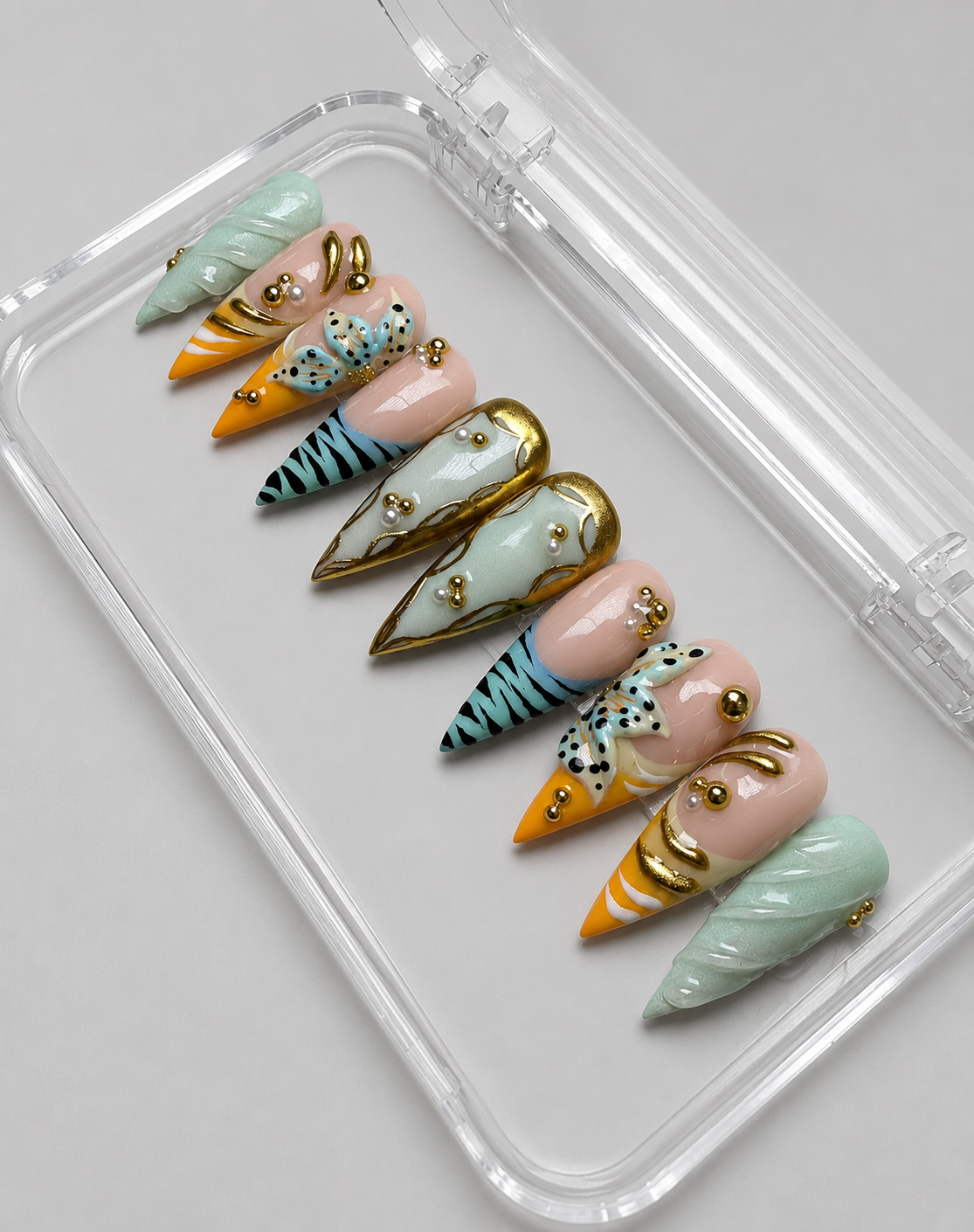 Mint To Be (MTO) - Mint, Nude & Gold Luxury Soft Gel Press-On Nails Set