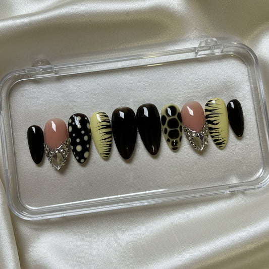 Betta Than You (RTS) - Black, Nude & Animal Print Luxury Soft Gel Press-On Nails Set