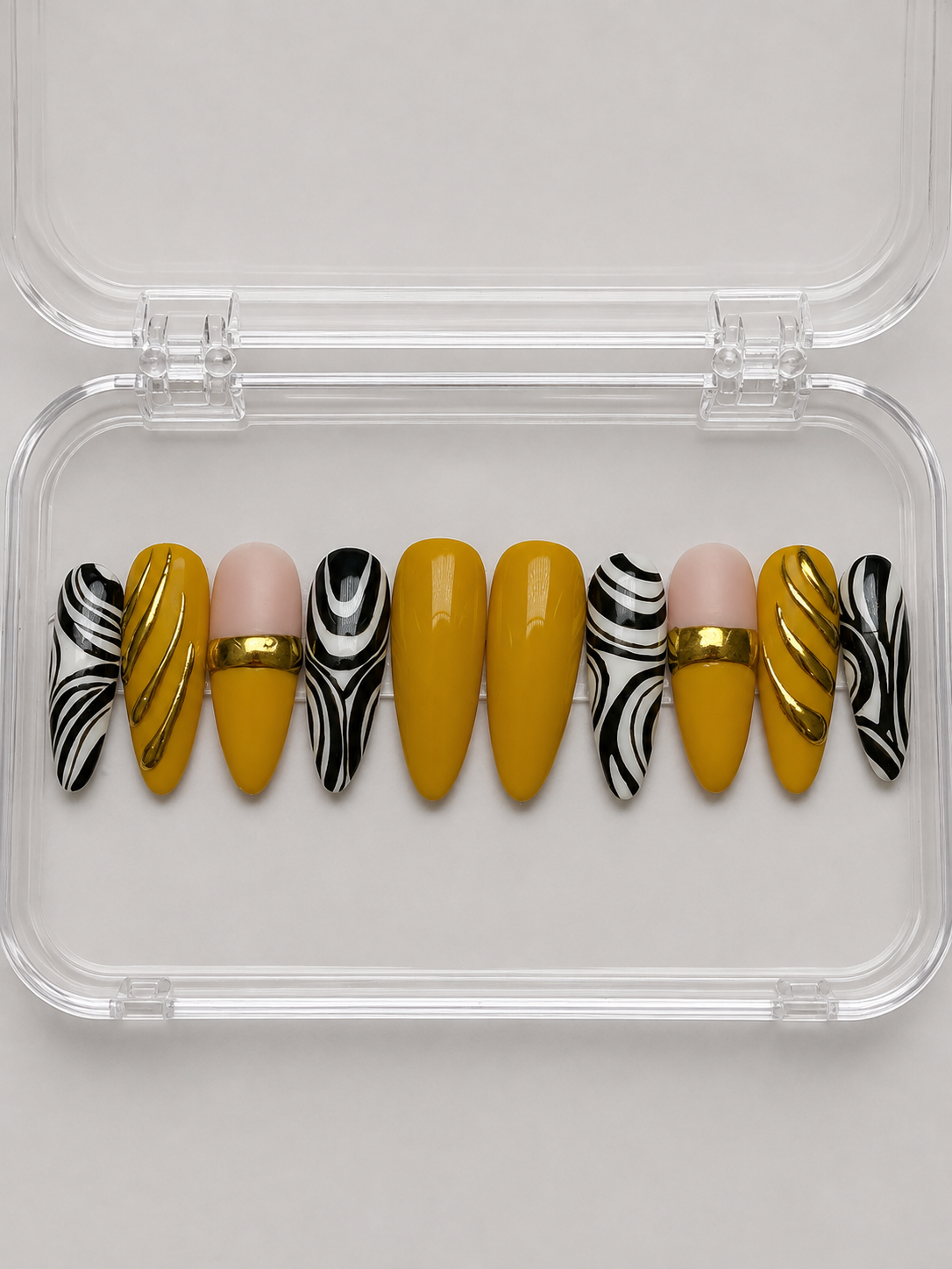Wild Intentions (MTO) - Golden Yellow & Black Luxury Soft Gel Press-On Nails Set