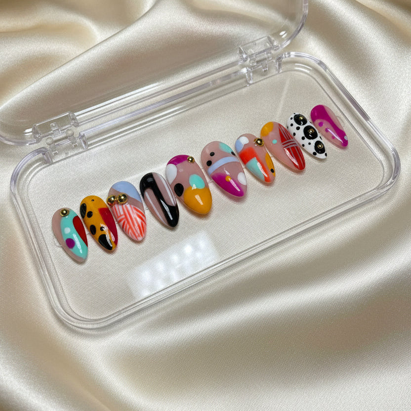 Hey Beautiful (MTO) - Colorful Patterned Luxury Soft Gel Press-On Nails Set