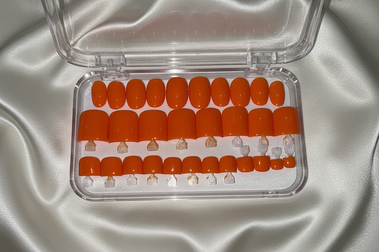 Orange Crush (RTS) - Orange Luxury Soft Gel Press-On Nails & Toenail Set