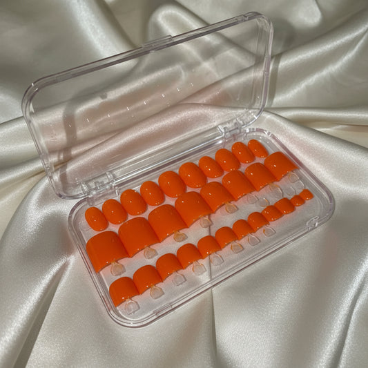 Orange Crush (RTS) - Orange Luxury Soft Gel Press-On Nails & Toenail Set