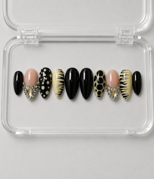 Betta Than You (RTS) - Black, Nude & Animal Print Luxury Soft Gel Press-On Nails Set