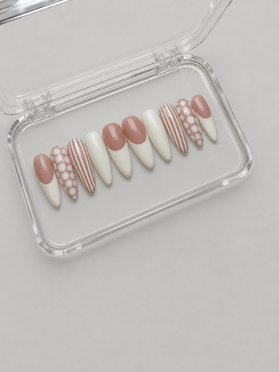 Classy (RTS) - Nude & White French Tip Luxury Soft Gel Press-On Nails Set