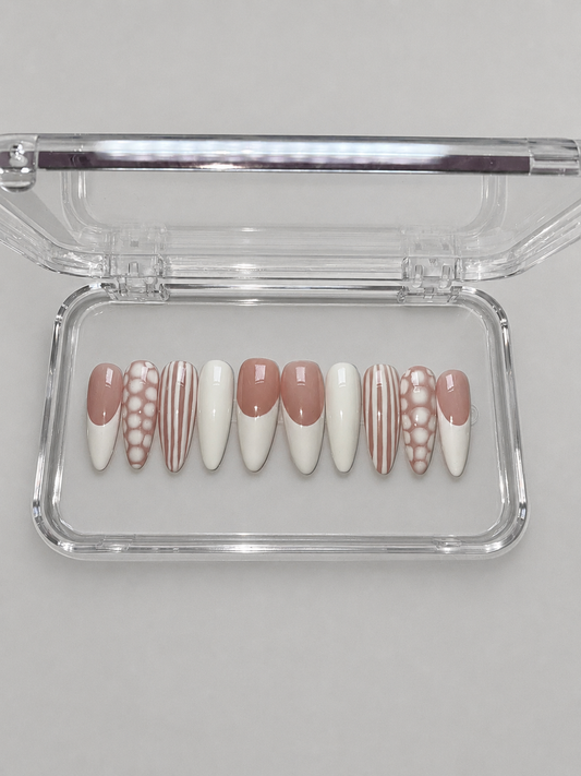 Classy (MTO) - Nude & White French Tip Luxury Soft Gel Press-On Nails Set