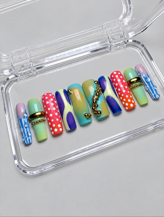 Color Me Badd (RTS) - Ombre, Nude & Polka Dot Luxury Soft Gel Press-On Nails Set