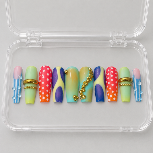 Color Me Badd (RTS) - Ombre, Nude & Polka Dot Luxury Soft Gel Press-On Nails Set