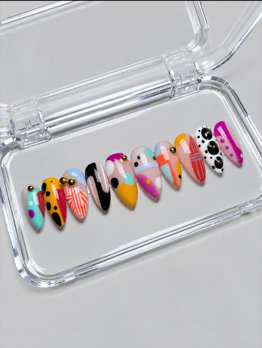 Hey Beautiful (MTO) - Colorful Patterned Luxury Soft Gel Press-On Nails Set