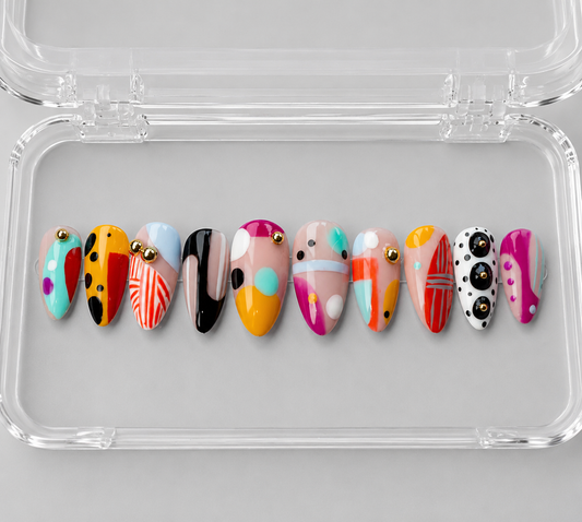 Hey Beautiful (MTO) - Colorful Patterned Luxury Soft Gel Press-On Nails Set