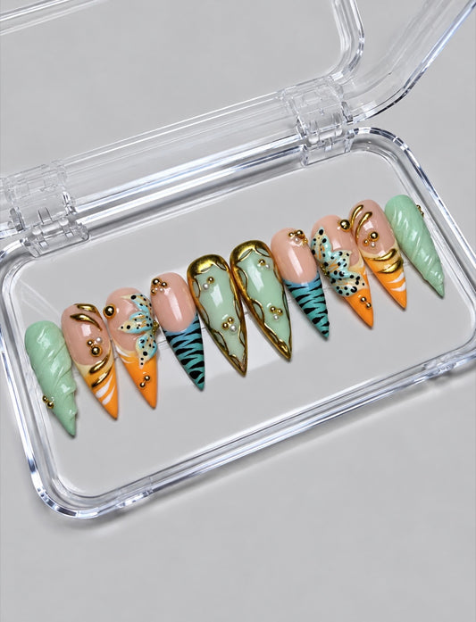 Mint To Be (MTO) - Mint, Nude & Gold Luxury Soft Gel Press-On Nails Set